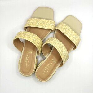 JOIE Niki Natural Straw Braided Woven Strappy Sandals Slides Size 7.5